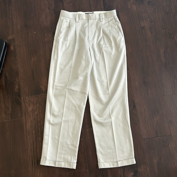 DOCKERS CHINO PANTS CREAM PLEATED FRONT SIDE SLIT POCKETS D4 100% COTTON 30x30 - Picture 8 of 8